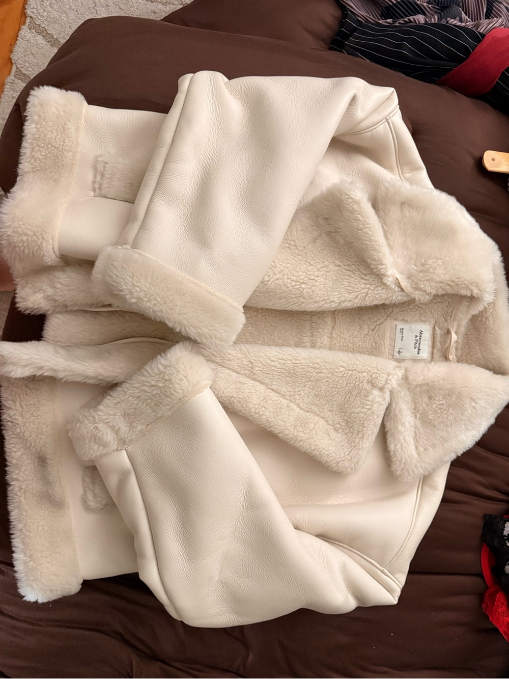 Abercrombie & Fitch Cream Faux Shearling Teddy Jacket